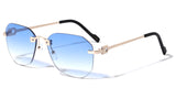 Bowie Rimless Square Sport Pilot Aviator Sunglasses