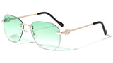 Bowie Rimless Square Sport Pilot Aviator Sunglasses