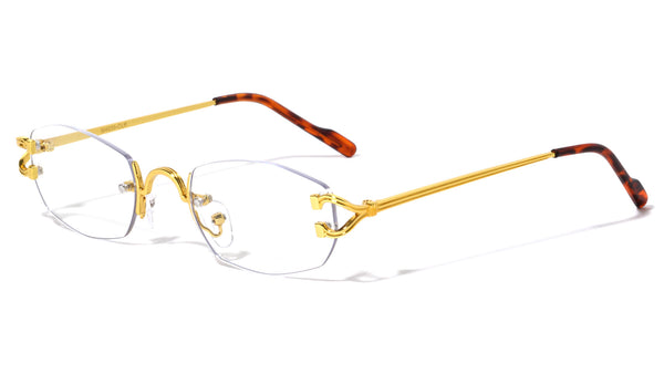 Savant Slim Rimless Geometric Oval Aviator Sunglasses