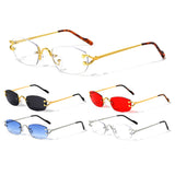 Savant Slim Rimless Geometric Oval Aviator Sunglasses