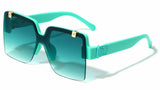 Grandiose Oversized Rimless Square Shield Flip Up Luxury Sunglasses