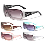 Kleo Greek Key Oversized Wrap Around One Piece Shield Lens Luxury Sunglasses