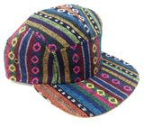 Tribal Native American Mixed Prints Fabric 5 Panel Strapback Camper Hat