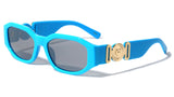 Slim Oval Gold Tiger Medallion Luxury Biggie Sunglasses