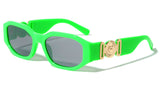 Slim Oval Gold Tiger Medallion Luxury Biggie Sunglasses