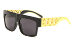 Oversized Flat Top Square Chain Arms Hip Hop Sunglasses