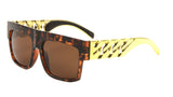 Oversized Flat Top Square Chain Arms Hip Hop Sunglasses
