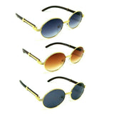 Philosopher Luxury Oval Metal & Faux Wood Sunglasses