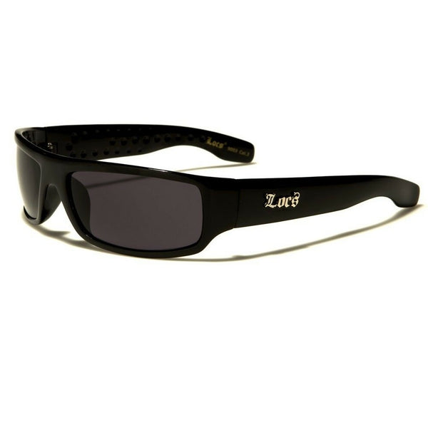 Locs Slim Black Wrap Around Sport Sunglasses