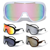 Futuristic Oversized Shield One Piece Lens Wrap Around Sport Sunglasses