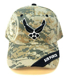United States Air Force 3D Wings Logo Stripe Digital Camo Adjustable Hat