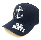 United States Navy Black 3D Anchor Logo Adjustable Hat