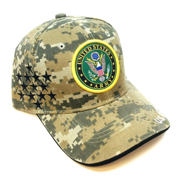 United States Army Seal Logo w/ Stars Digital Camo Adjustable Hat