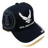 United States Air Force 3D Wings Logo Black Adjustable Hat