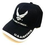 United States Air Force 3D Wings Logo Black Adjustable Hat