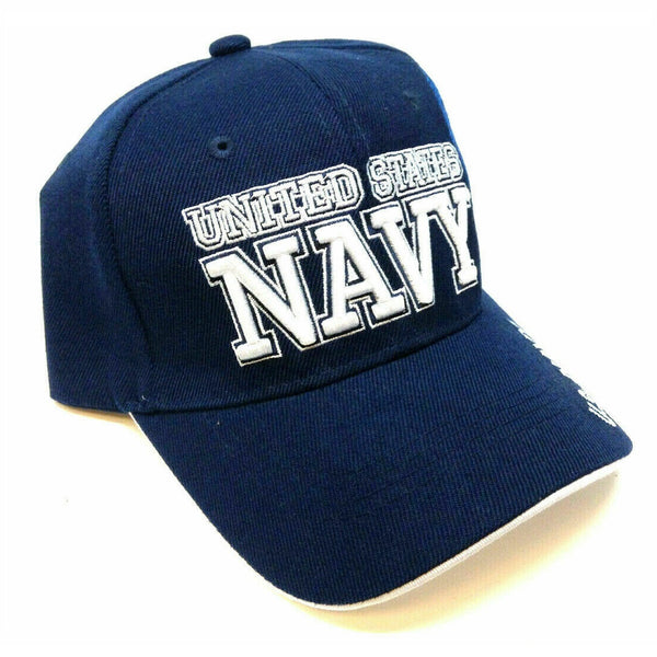 United States Navy 3D Text Blue Adjustable Hat –