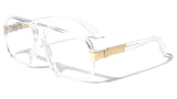 Gazelle Swag Square Oversized Hip Hop Luxury Sunglasses w/ Clear Lenses