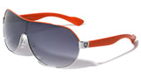 Khan Sport One Piece Shield Lens Wrap Around Aviator Luxury Sunglasses