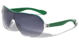 Khan Sport One Piece Shield Lens Wrap Around Aviator Luxury Sunglasses