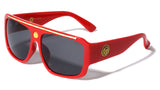 Kleo Oversized Lion Head Medallion Square Aviator Sunglasses