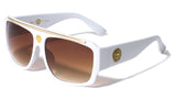 Kleo Oversized Lion Head Medallion Square Aviator Sunglasses