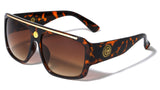 Kleo Oversized Lion Head Medallion Square Aviator Sunglasses