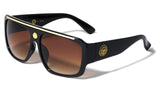 Kleo Oversized Lion Head Medallion Square Aviator Sunglasses