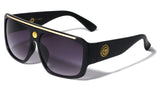 Kleo Oversized Lion Head Medallion Square Aviator Sunglasses