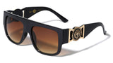 Kleo Flat Top Square Lion Head Medallion Buckle Retro Luxury Sunglasses