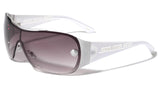 Kleo Greek Key Oversized Wrap Around One Piece Shield Lens Luxury Sunglasses