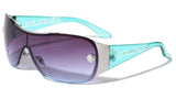 Kleo Greek Key Oversized Wrap Around One Piece Shield Lens Luxury Sunglasses
