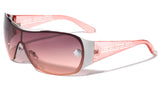 Kleo Greek Key Oversized Wrap Around One Piece Shield Lens Luxury Sunglasses