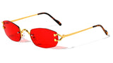 Savant Slim Rimless Geometric Oval Aviator Sunglasses