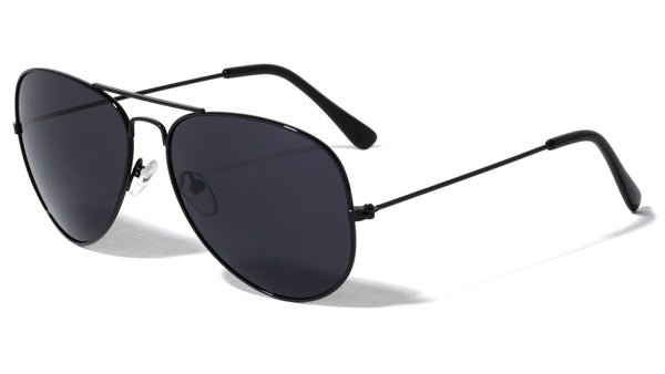 Black Pilot Aviator Sunglasses Super Dark Lenses –