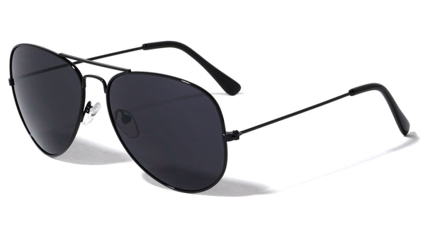 Black Pilot Aviator Sunglasses Super Dark Lenses