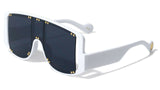 Thick Bold Oversized Square Shield Aviator Luxury Sunglasses