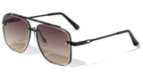 Luxury Beveled Square Lenses Metal Aviator Sunglasses