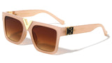 Gold V Trendy Luxury Square Retro Classic Casual Fancy Aviator Sunglasses