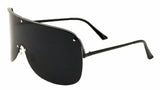 Siberia XL Oversized Semi Rimless Wrap Around Mono Shield Sunglasses