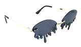Rimless Oval Blood Drip Splatter Shaped Luxury Sunglasses