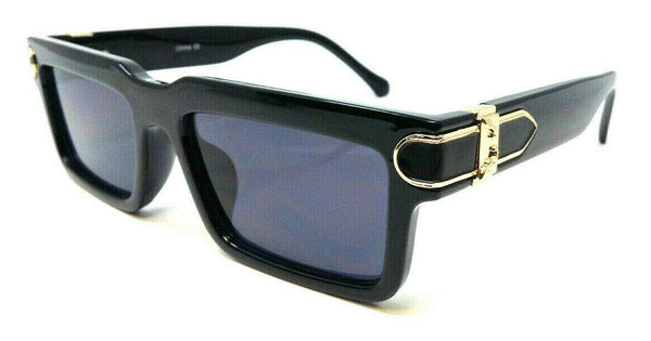 Slim Sleek Marble Thick Bold Frame Square Gold Buckle Luxury Sunglasses