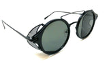 Round Circle Steampunk Aviator Sunglasses w/Mesh Side Shield Wind Guard