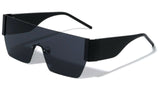 Oversized Rimless Flat Top One Piece Lens Luxury Shield Aviator Sunglasses