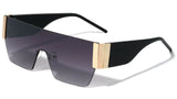 Oversized Rimless Flat Top One Piece Lens Luxury Shield Aviator Sunglasses