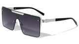 Oversized Square One Piece Shield Lens Luxury Aviator Sunglasses