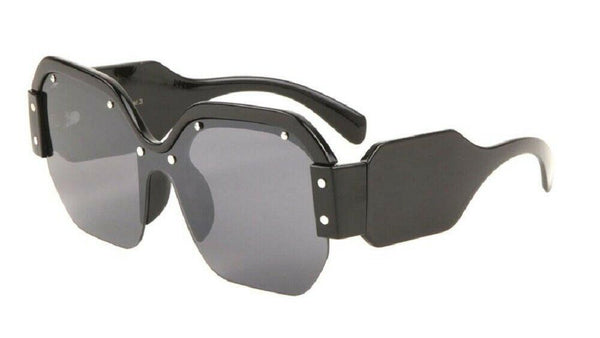 Oversized Women's Semi Rimless Shield Square Sunglasses