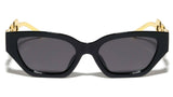 Womens Slim Cat Eye Gold Cuban Link Retro Sunglasses