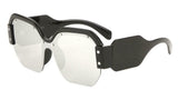 Oversized Women's Semi Rimless Shield Square Sunglasses