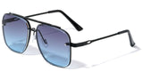 Luxury Beveled Square Lenses Metal Aviator Sunglasses