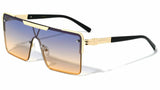 Oversized Square One Piece Shield Lens Luxury Aviator Sunglasses